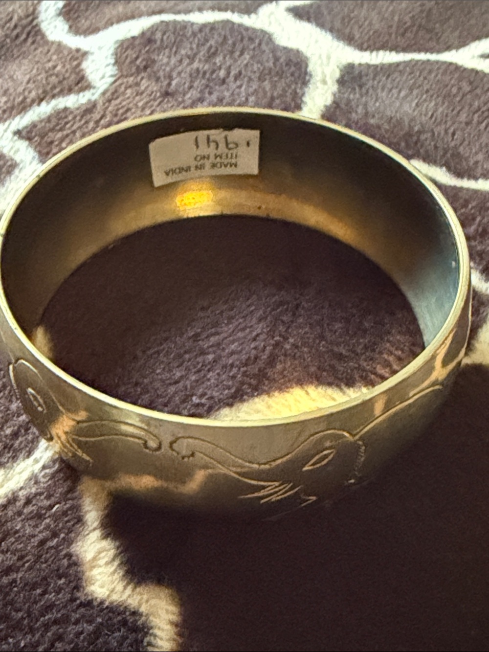 Vintage 80’s Brass Bracelet With Etched Elephants